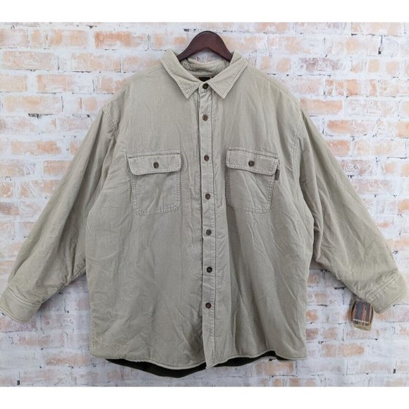 NWT Woolrich Trailhead Fleece Cordoroy British Tan LS Button Up Heavy Jacket XXL - Picture 1 of 9